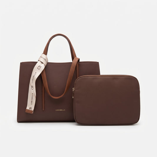 Chrisbella Handbag Label Brown