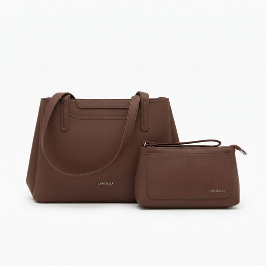 Chrisbella Plain Handbag Brown