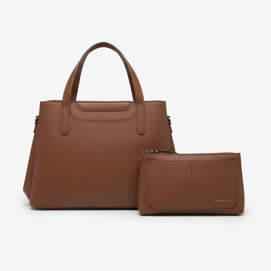 Chrisbella Toffee Plain Handbag