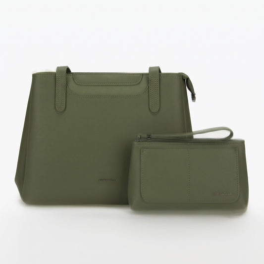 Chrisbella Olive Plain Hnadbag
