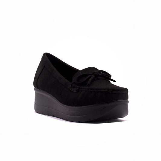 Why Bow Suede Wedge Black