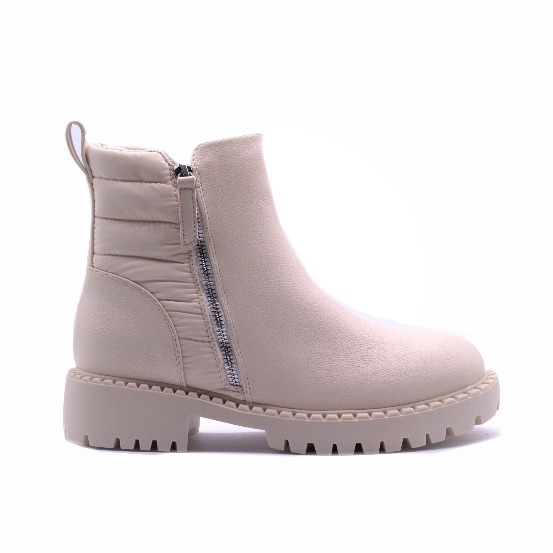 Sarah J Zip Up Puffer Boot Beige - Image 2