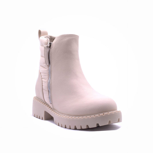 Sarah J Zip Up Puffer Boot Beige