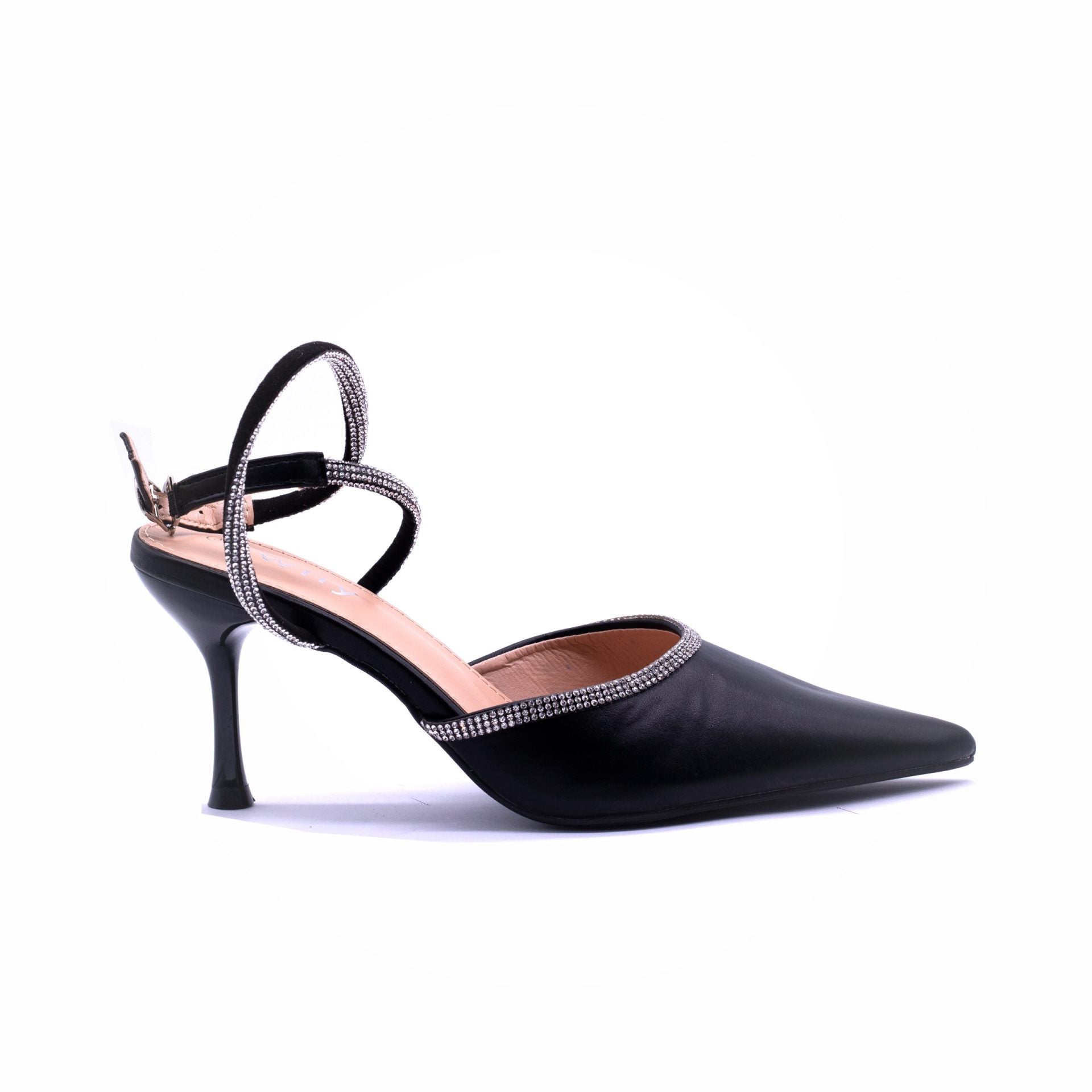 Why Diamante Pointy Slingback Black Heel - Image 2