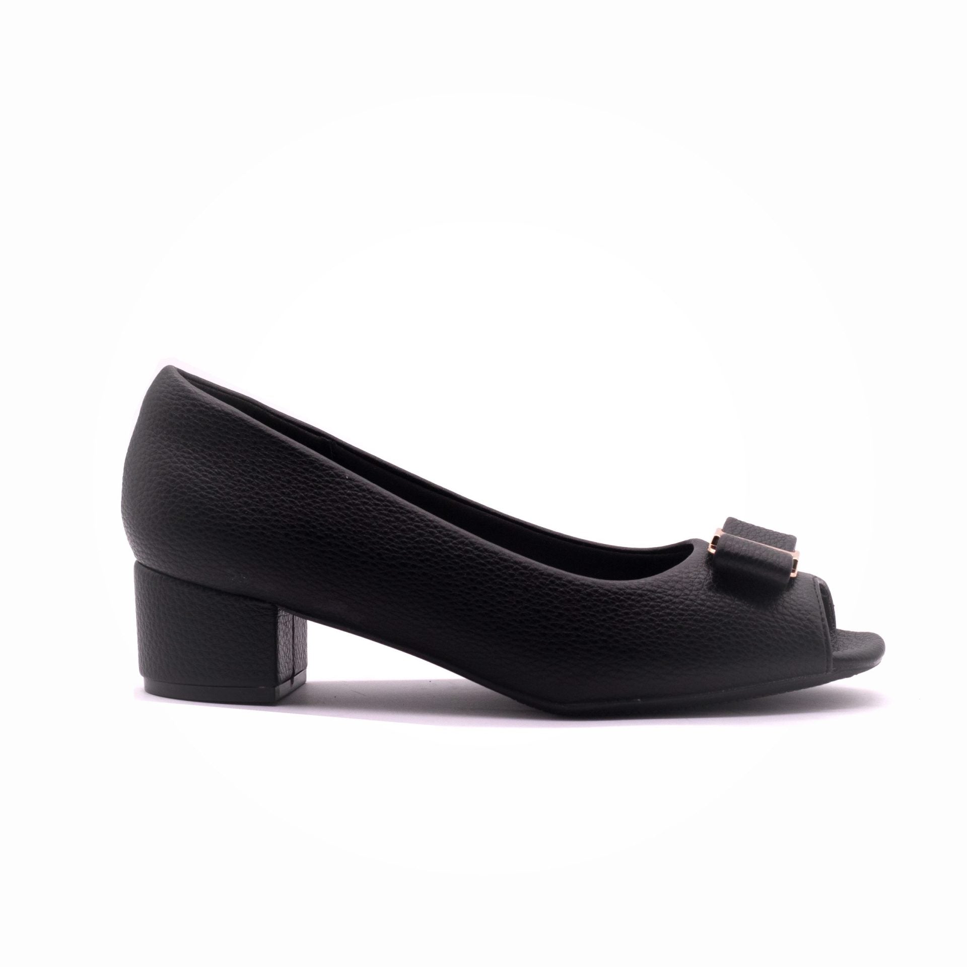Why Peep Toe Bow Heel Pump Black - Image 2
