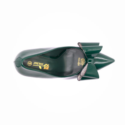 Love Rose Diamante Bow Pointy Green - Image 3