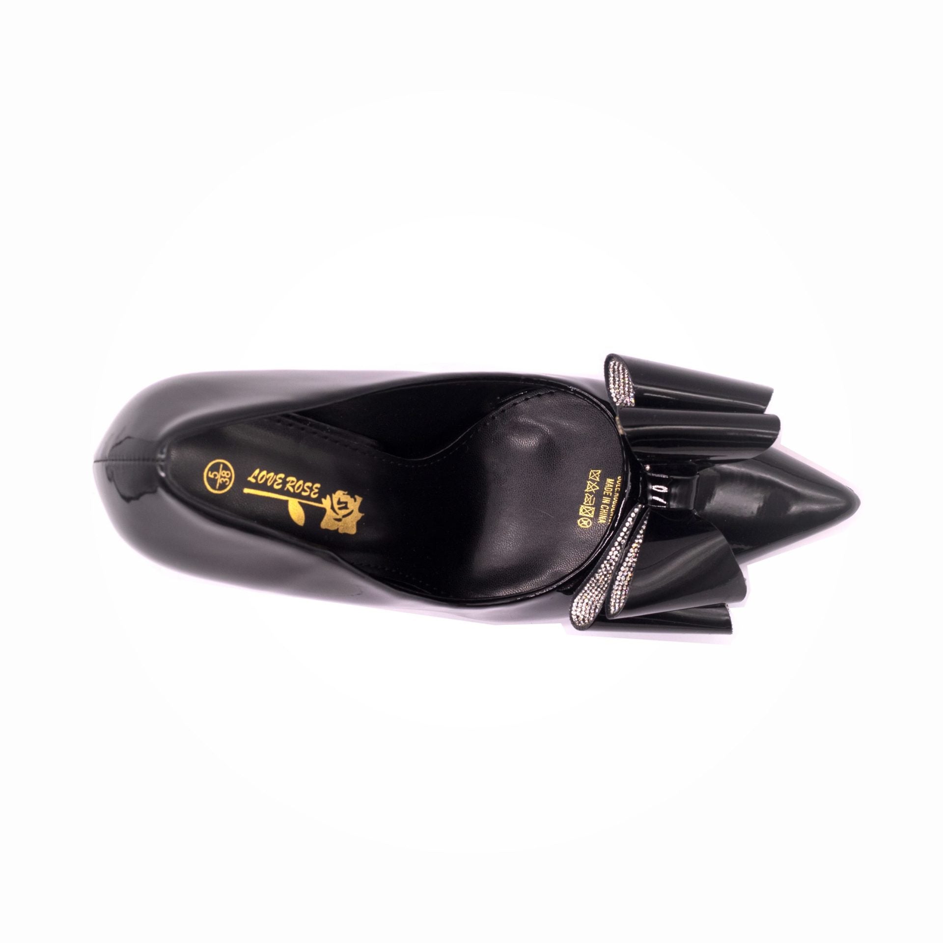 Love Rose Diamante Bow Pointy Black - Image 3