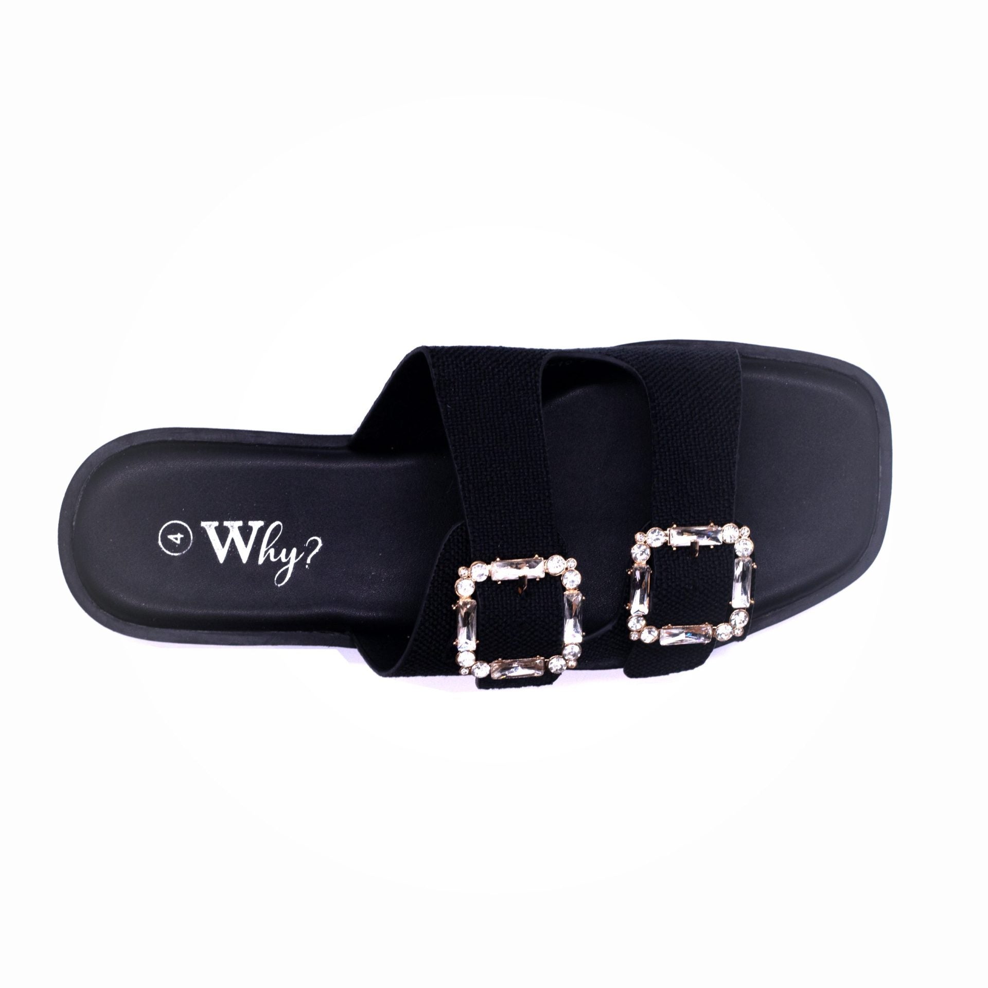 Why Double Buckle Diamante Sandal Black - Image 3