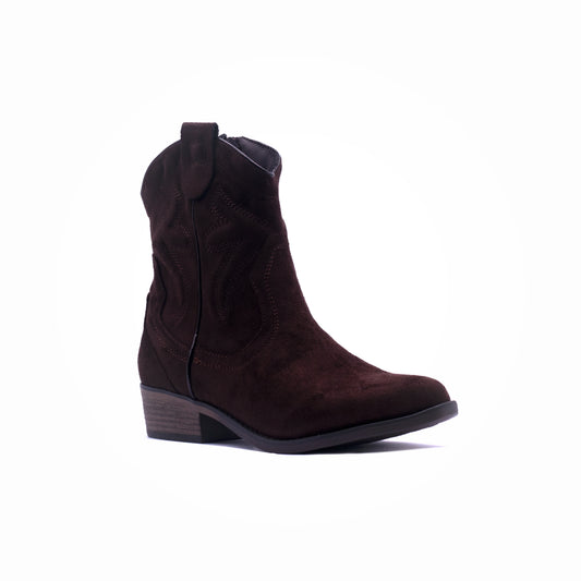 Merry Scott Ladies Cowboy Ankle Boot Brown