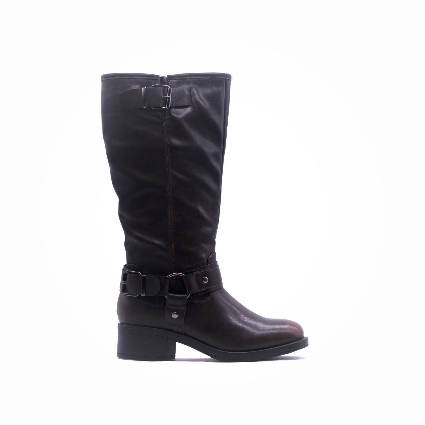 Why Mid Calf Biker Boot Brown