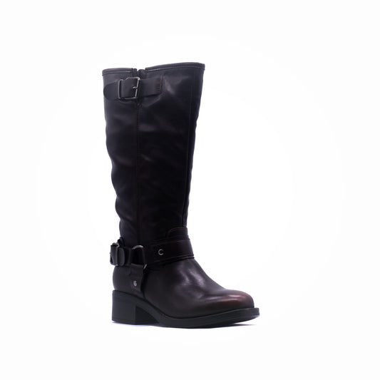 Why Mid Calf Biker Boot Brown