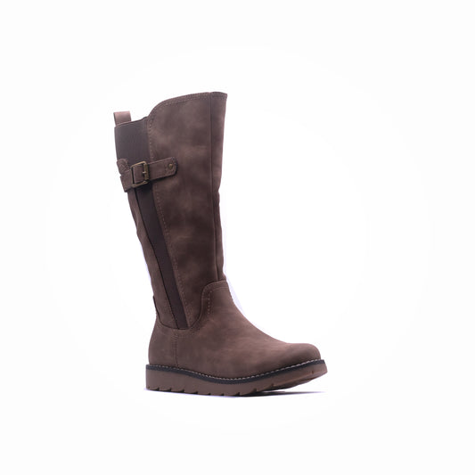 Why Wedge Zip Long Boot Brown