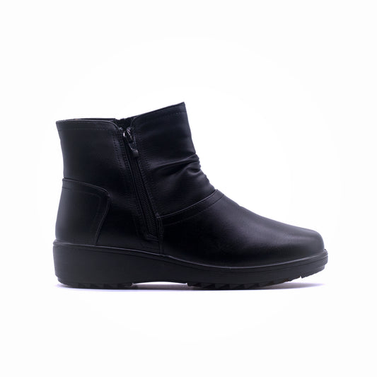 Savoy Rouched Ankle Boot Black