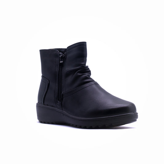 Savoy Rouched Ankle Boot Black