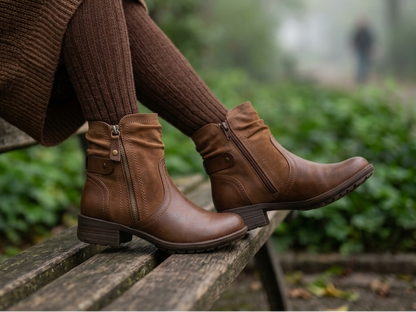Savoy Ruched Ankle Boot Tan