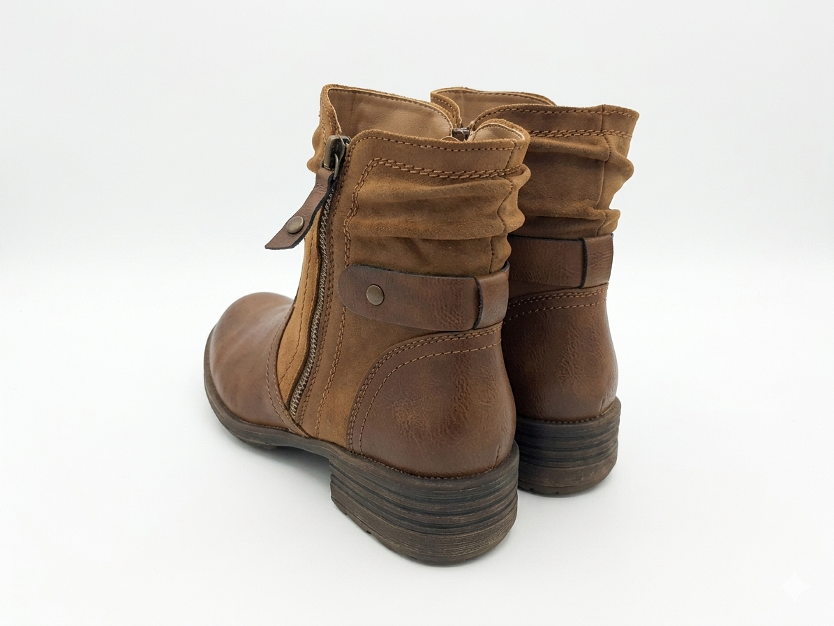 Savoy Ruched Ankle Boot Tan